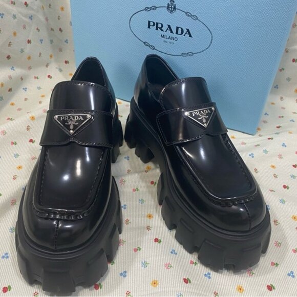 Prada Black Chunky Loafers - Picture 1 of 5